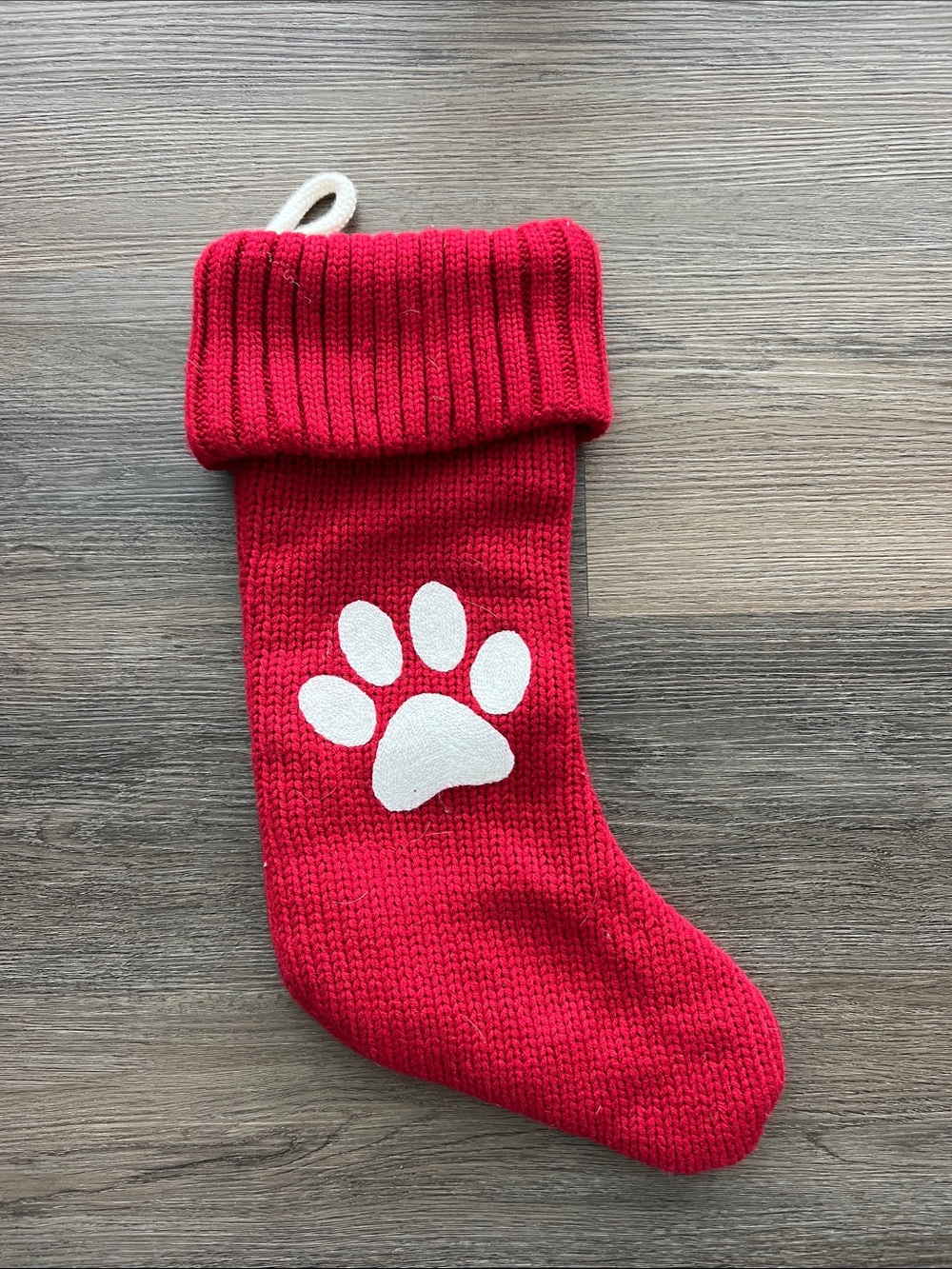 Target Knitted Paw Print Red Stocking